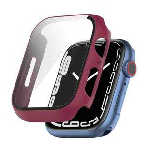 Shockproof PC Protective Case with Tempered Glass Film For Apple Watch Series 9 / 8 / 7 45mm(Burgundy)