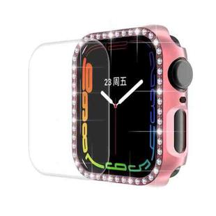 ENKAY Hat-Prince Electroplate PC Diamond Watch Case + Full Coverage Curved PET Screen Protector Film For Apple Watch Series 8 / 7 41mm(Pink)