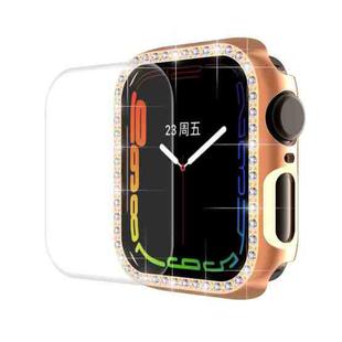 ENKAY Hat-Prince Electroplate PC Diamond Watch Case + Full Coverage Curved PET Screen Protector Film For Apple Watch Series 8 / 7 41mm(Rose Gold)