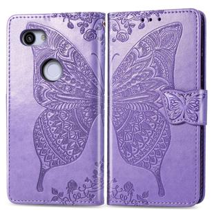 Butterfly Love Flowers Embossing Horizontal Flip Leather Case for Google Pixel 3A , with Holder & Card Slots & Wallet & Lanyard(Light Purple)