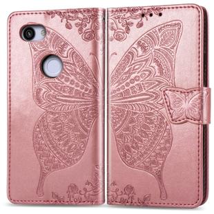 Butterfly Love Flowers Embossing Horizontal Flip Leather Case for Google Pixel 3A , with Holder & Card Slots & Wallet & Lanyard(Rose gold)