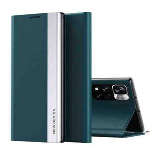 International Version For Xiaomi Redmi Note 11 Pro /Note 11 Pro+ Side Electroplated Magnetic Leather Phone Case with  Holder(Green)