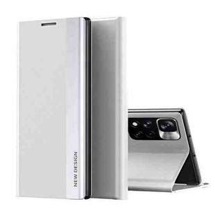 International Version For Xiaomi Redmi Note 11 Pro /Note 11 Pro+ Side Electroplated Magnetic Leather Phone Case with  Holder(Silver)