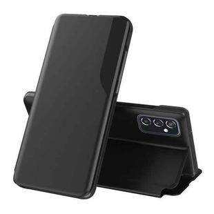 For Samsung Galaxy M52 5G Side Display Shockproof Horizontal Flip Leather Case with Holder(Black)