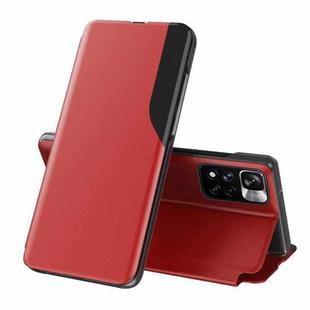 For Xiaomi Redmi Note 11 Attraction Flip Holder Leather Phone Case(Red)