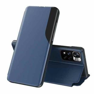 For Xiaomi Redmi Note 11 Pro Global Version Side Display Kickstand Shockproof Leather Phone Case(Blue)