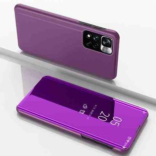 For Xiaomi Redmi Note 11 Plated Mirror Horizontal Flip Leather Case with Holder(Purple)