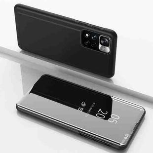 For Xiaomi Redmi Note 11 Pro Plated Mirror Kickstand Flip Leather Phone Case (Black)