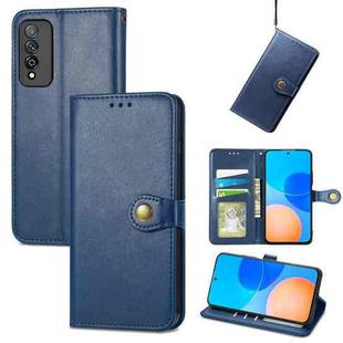 For Honor Play 5T Pro Solid Color Leather Buckle Phone Case(Blue)