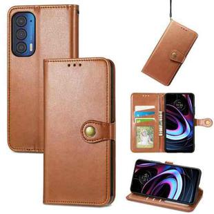 For Motorola Moto Edge 2021  Solid Color Leather Buckle Phone Case(Brown)