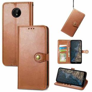 For Nokia C20 Solid Color Leather Buckle Phone Case(Brown)