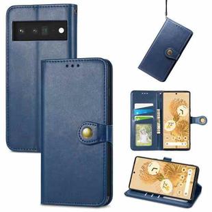 For Google Pixel 6 Pro Solid Color Leather Buckle Phone Case(Blue)