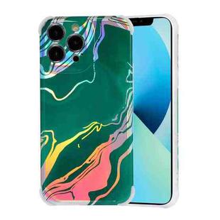 Laser Marble TPU Phone Case For iPhone 13 Pro(Green)