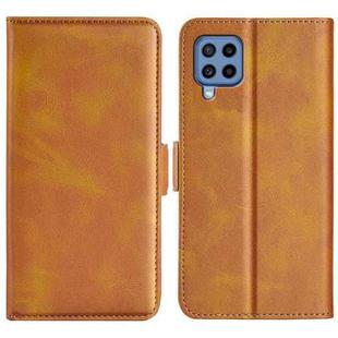For Samsung Galaxy M22 Dual-side Magnetic Buckle Horizontal Flip Leather Case with Holder & Card Slots & Wallet(Yellow)