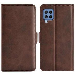 For Samsung Galaxy M22 Dual-side Magnetic Buckle Horizontal Flip Leather Case with Holder & Card Slots & Wallet(Brown)