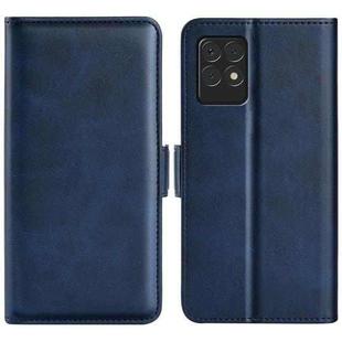 For OPPO Realme 8i Dual-side Magnetic Buckle Horizontal Flip Leather Case with Holder & Card Slots & Wallet(Dark Blue)