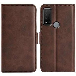 For TCL 20 R 5G  Dual-side Magnetic Buckle Horizontal Flip Phone Leather Case with Holder & Card Slots & Wallet(Brown)