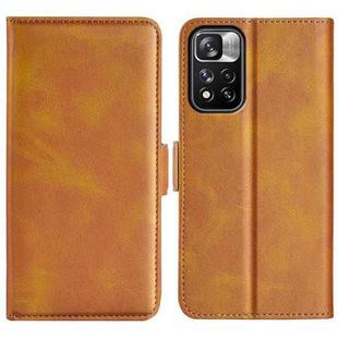 For Xiaomi Redmi Note 11 Pro / Note 11 Pro+ Dual-side Magnetic Buckle Horizontal Flip Leather Case with Holder & Card Slots & Wallet(Yellow)
