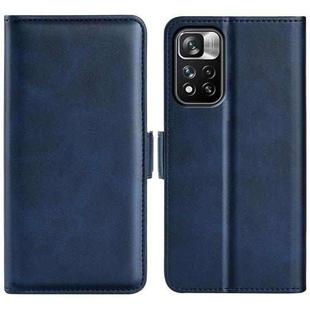 For Xiaomi Redmi Note 11 Pro / Note 11 Pro+ Dual-side Magnetic Buckle Horizontal Flip Leather Case with Holder & Card Slots & Wallet(Dark Blue)