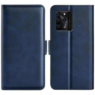 For ZTE Blade V30 Dual-side Magnetic Buckle Horizontal Flip Phone Leather Case with Holder & Card Slots & Wallet(Dark Blue)