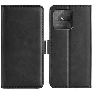 For OPPO Realme Narzo 50A Dual-side Magnetic Buckle Horizontal Flip Leather Case with Holder & Card Slots & Wallet(Black)