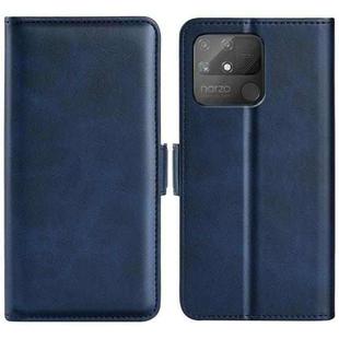 For OPPO Realme Narzo 50A Dual-side Magnetic Buckle Horizontal Flip Leather Case with Holder & Card Slots & Wallet(Dark Blue)