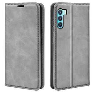 For OPPO K9 Pro Retro-skin Business Magnetic Suction Leather Case with Holder & Card Slots & Wallet(Grey)