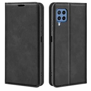 For Samsung Galaxy M22 Retro-skin Magnetic Suction Leather Case with Holder & Card Slots & Wallet(Black)