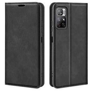 For Xiaomi Redmi Note 11 Retro-skin Magnetic Suction Leather Case with Holder & Card Slots & Wallet(Black)
