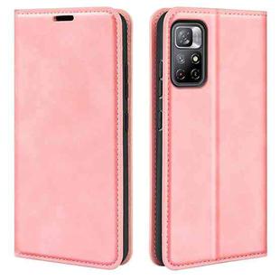 For Xiaomi Redmi Note 11 Retro-skin Magnetic Suction Leather Case with Holder & Card Slots & Wallet(Pink)