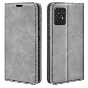 For OPPO Realme 8i Retro-skin Magnetic Suction Leather Case with Holder & Card Slots & Wallet(Grey)