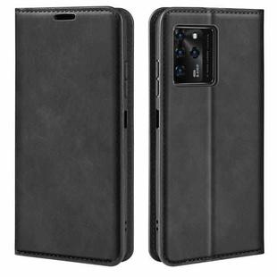 For ZTE Blade V30 Retro-skin Business Magnetic Suction Phone Leather Case with Holder & Card Slots & Wallet(Black)