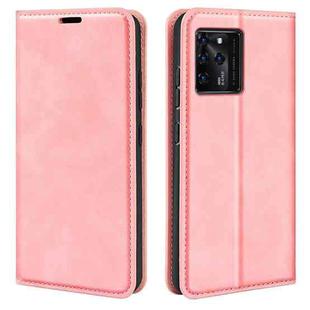 For ZTE Blade V30 Retro-skin Business Magnetic Suction Phone Leather Case with Holder & Card Slots & Wallet(Pink)