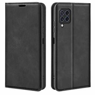 For Samsung Galaxy F22 Retro-skin Magnetic Suction Leather Case with Holder & Card Slots & Wallet(Black)