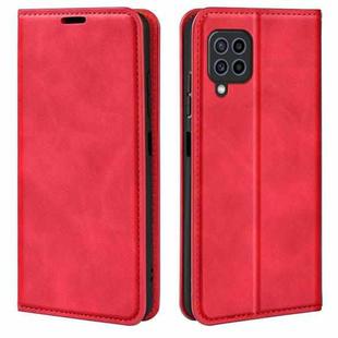 For Samsung Galaxy F22 Retro-skin Magnetic Suction Leather Case with Holder & Card Slots & Wallet(Red)