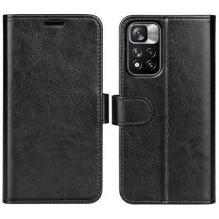 For Xiaomi Redmi Note 11 Pro / Note 11 Pro+ R64 Texture Single Horizontal Flip Protective Case with Holder & Card Slots & Wallet & Photo Frame(Black)