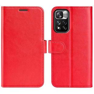 For Xiaomi Redmi Note 11 Pro / Note 11 Pro+ R64 Texture Single Horizontal Flip Protective Case with Holder & Card Slots & Wallet & Photo Frame(Red)