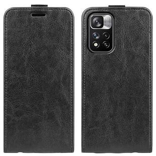 For Xiaomi Redmi Note 11 Pro / Note 11 Pro+ R64 Texture Single Vertical Flip Leather Protective Case with Card Slots & Photo Frame(Black)