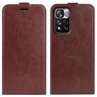 For Xiaomi Redmi Note 11 Pro / Note 11 Pro+ R64 Texture Single Vertical Flip Leather Protective Case with Card Slots & Photo Frame(Brown)