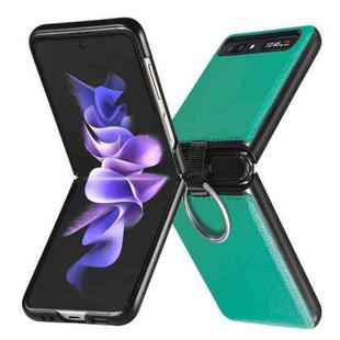For Samsung Galaxy Z Flip Litchi Folding  Ring Buckle Phone Case(Green)