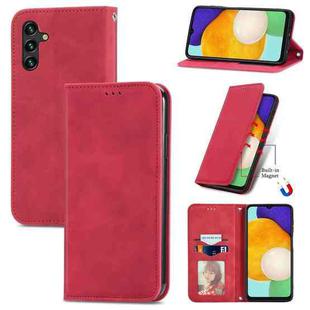 For Samsung Galaxy A13 5G Retro Skin Feel Magnetic Horizontal Flip Leather Case with Holder & Card Slots & Wallet & Photo Frame(Red)