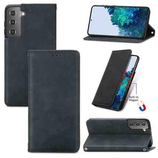 For Samsung Galaxy S22 5G Retro Skin Feel Magnetic Horizontal Flip Leather Case with Holder & Card Slots & Wallet & Photo Frame(Black)