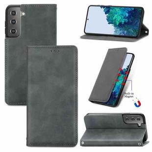 For Samsung Galaxy S22 5G Retro Skin Feel Magnetic Horizontal Flip Leather Case with Holder & Card Slots & Wallet & Photo Frame(Gray)