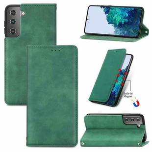 For Samsung Galaxy S22 5G Retro Skin Feel Magnetic Horizontal Flip Leather Case with Holder & Card Slots & Wallet & Photo Frame(Green)