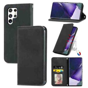 For Samsung Galaxy S22 Ultra 5G Retro Skin Feel Magnetic Horizontal Flip Leather Case with Holder & Card Slots & Wallet & Photo Frame(Black)