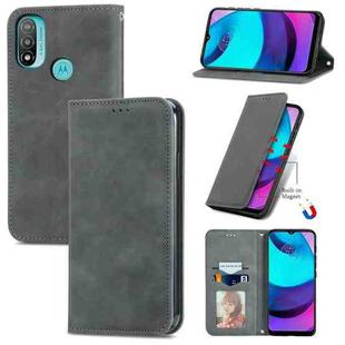 For Motorola Moto E20 Retro Skin Feel Magnetic Horizontal Flip Leather Case with Holder & Card Slots & Wallet & Photo Frame(Gray)