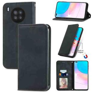 For Huawei nova 8i Retro Skin Feel Magnetic Horizontal Flip Leather Case with Holder & Card Slots & Wallet & Photo Frame(Black)