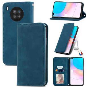 For Huawei nova 8i Retro Skin Feel Magnetic Horizontal Flip Leather Case with Holder & Card Slots & Wallet & Photo Frame(Blue)