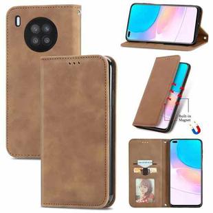 For Huawei nova 8i Retro Skin Feel Magnetic Horizontal Flip Leather Case with Holder & Card Slots & Wallet & Photo Frame(Brown)