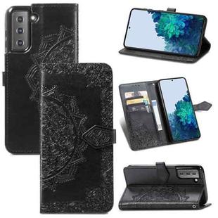 For Samsung Galaxy S22 5G Mandala Flower Embossed Horizontal Flip Leather Case with Holder & Card Slots & Wallet & Lanyard(Black)